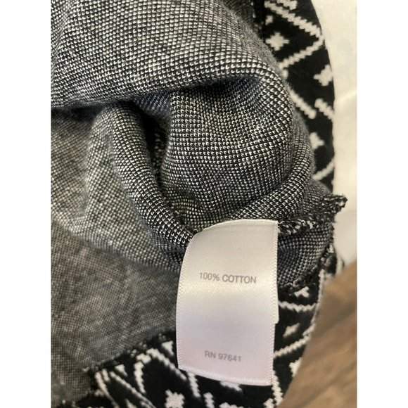 J. Jill Size L Black White Argyle Diamond Print Kangaroo Pocket Sweatshirt - Picture 5 of 8